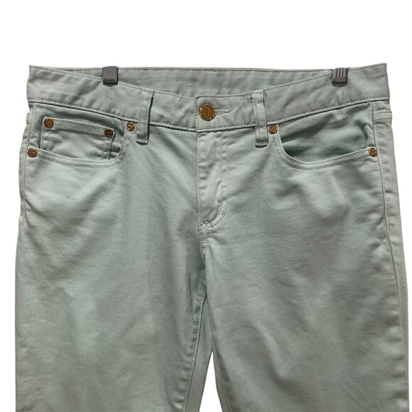 Tory Burch Alexa Cropped Skinny Jeans Womens 28 Mint Green Designer Denim Pants - Picture 6 of 11